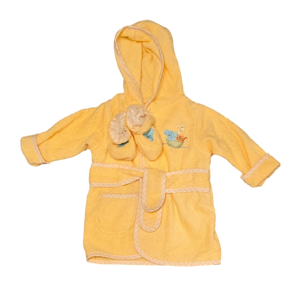 Spasilk Baby Cotton Terry Hooded Bathrobe with Booties Size 0-9 Months